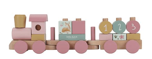 Little Dutch | Houten Blokkentrein | Fairy Garden | 17 delig | 45 cm | 1+ - Kleine Eland