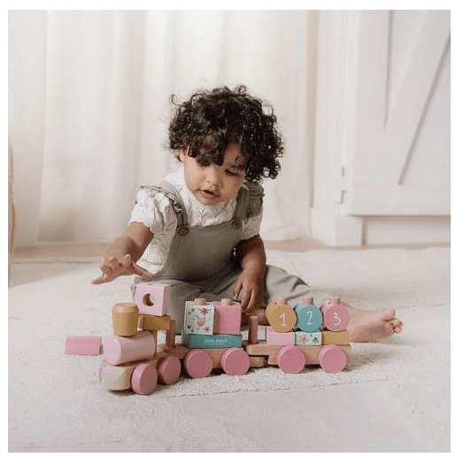 Little Dutch | Houten Blokkentrein | Fairy Garden | 17 delig | 45 cm | 1+ - Kleine Eland