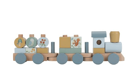Little Dutch | Houten Blokkentrein | Forest Friends | 17 delig | 45 cm | 1+ - Kleine Eland