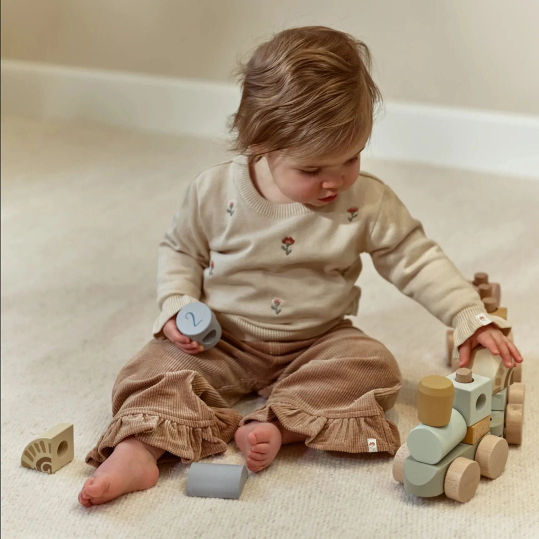 Little Dutch | Houten Blokkentrein | Safari Friends | 17 delig | 45 cm | 1+ - Kleine Eland