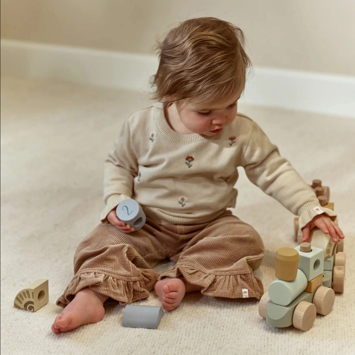 Little Dutch | Houten Blokkentrein | Safari Friends | 17 delig | 45 cm | 1+ - Kleine Eland