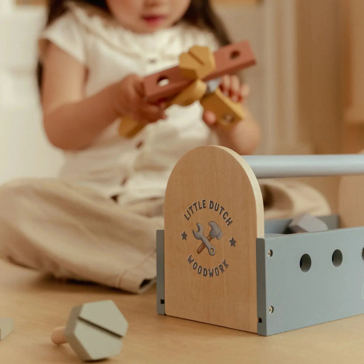 Little Dutch | Houten Gereedschapskist | 12 x 25 x 12 cm | 26 delig | 3+ - Kleine Eland