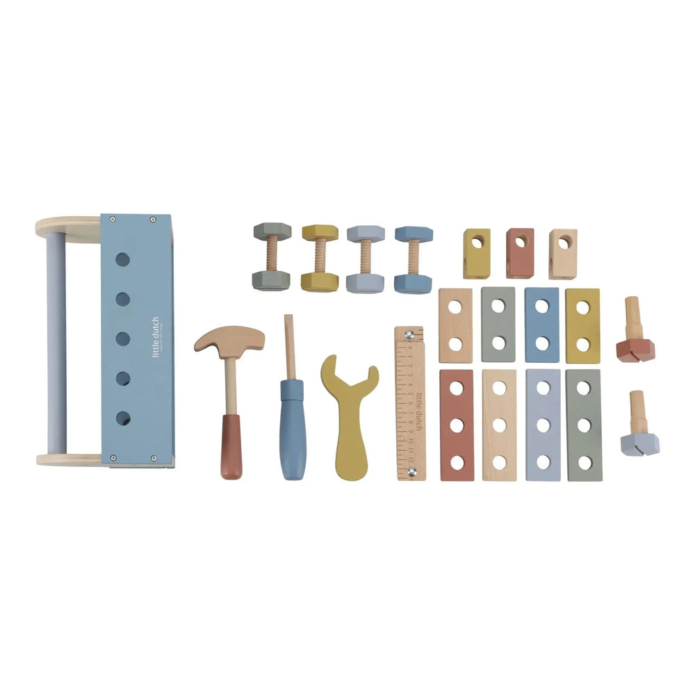 Little Dutch | Houten Gereedschapskist | 12 x 25 x 12 cm | 26 delig | 3+ - Kleine Eland