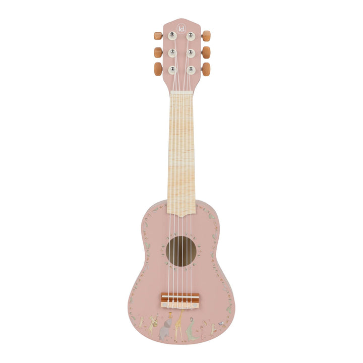 Roze Little Dutch Safari Friends houten gitaar, vooraanzicht