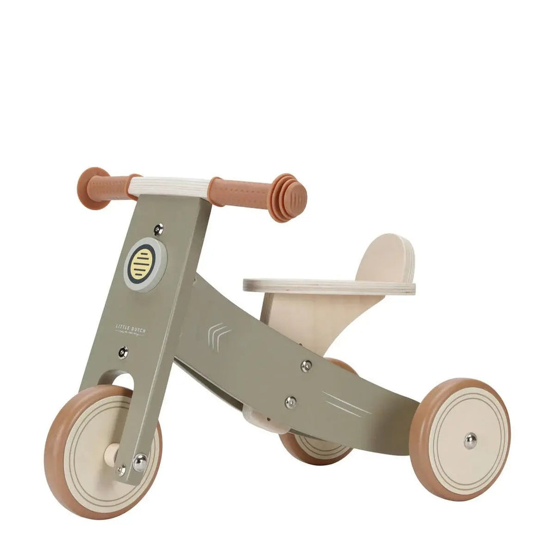 Little Dutch | Houten Loopfiets | Driewieler | Olijfkleur | zithoogte 25 - 29 cm |1+ - Kleine Eland