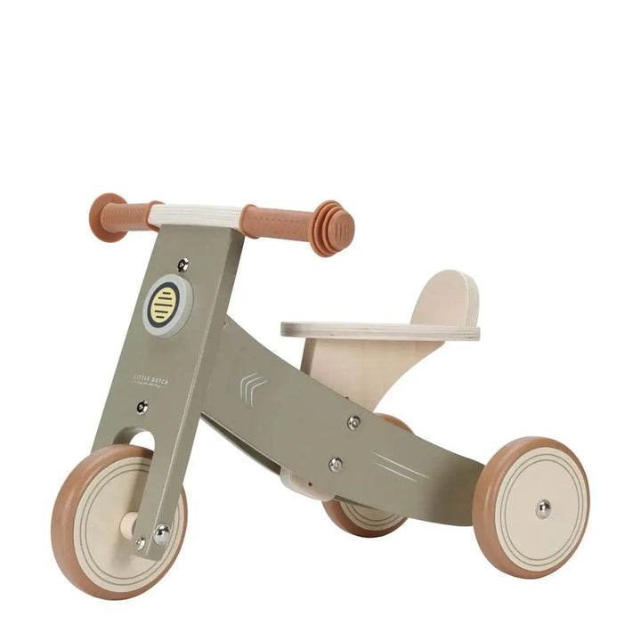 Little Dutch | Houten Loopfiets | Driewieler | Olijfkleur | zithoogte 25 - 29 cm |1+ - Kleine Eland
