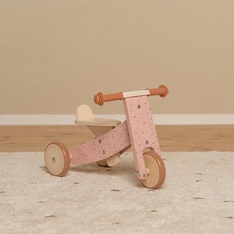 Little Dutch | Houten Loopfiets | Driewieler | Roze | zithoogte 25 - 29 cm |1+ - Kleine Eland