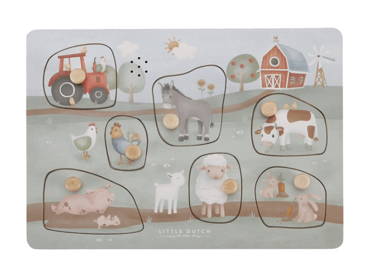 Little Dutch | Houten Puzzel met Geluid | Little Farm | 1+ - Kleine Eland