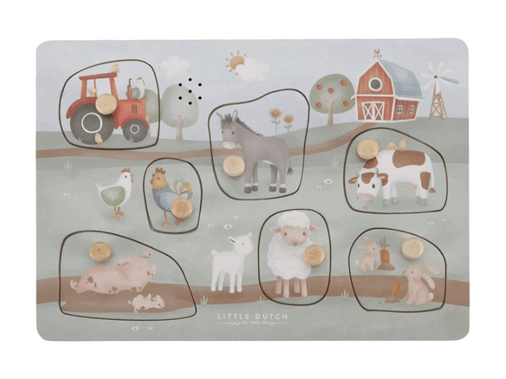 Little Dutch | Houten Puzzel met Geluid | Little Farm | 1+ - Kleine Eland