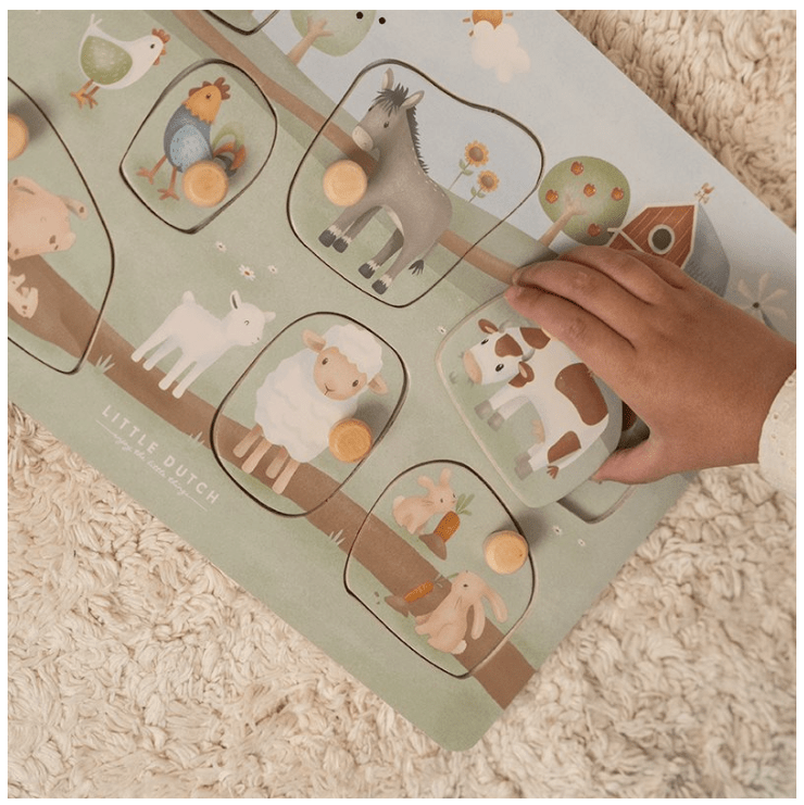 Little Dutch | Houten Puzzel met Geluid | Little Farm | 1+ - Kleine Eland