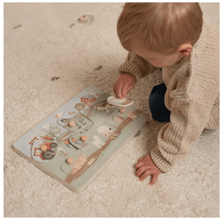 Little Dutch | Houten Puzzel met Geluid | Little Farm | 1+ - Kleine Eland
