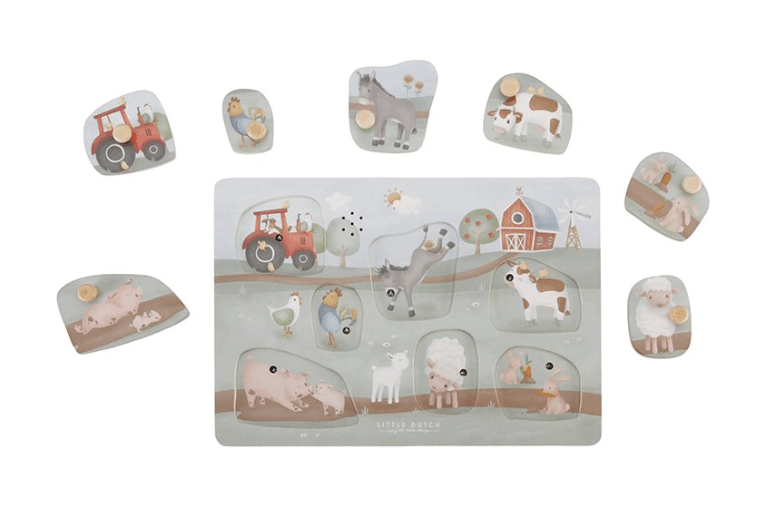 Little Dutch | Houten Puzzel met Geluid | Little Farm | 1+ - Kleine Eland