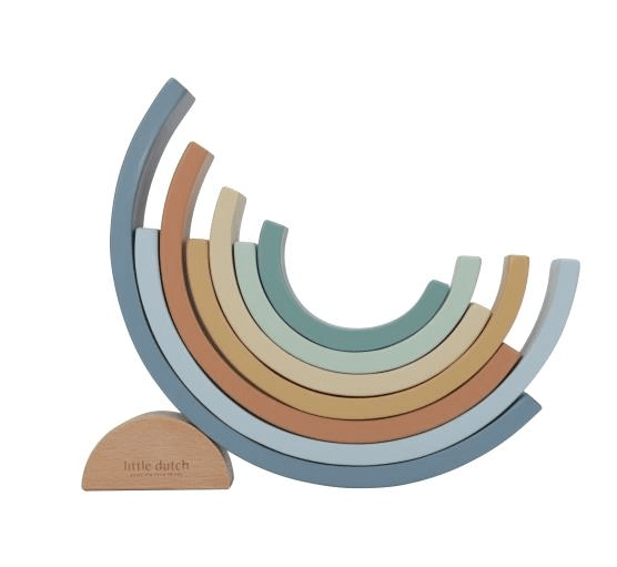 Little Dutch | Houten Regenboog | 5 x 23,5 x 11,5 cm | 8 delig | Forest Friends | +18 mnd - Kleine Eland
