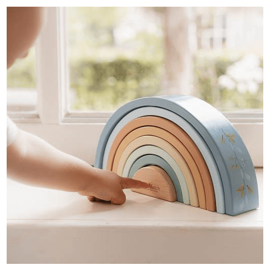 Little Dutch | Houten Regenboog | 5 x 23,5 x 11,5 cm | 8 delig | Forest Friends | +18 mnd - Kleine Eland