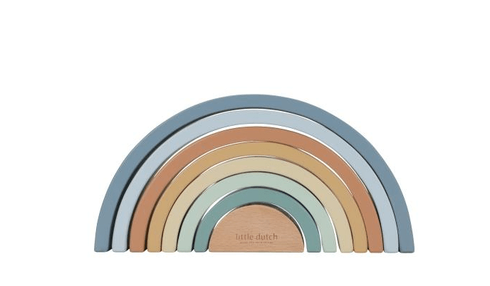 Little Dutch | Houten Regenboog | 5 x 23,5 x 11,5 cm | 8 delig | Forest Friends | +18 mnd - Kleine Eland