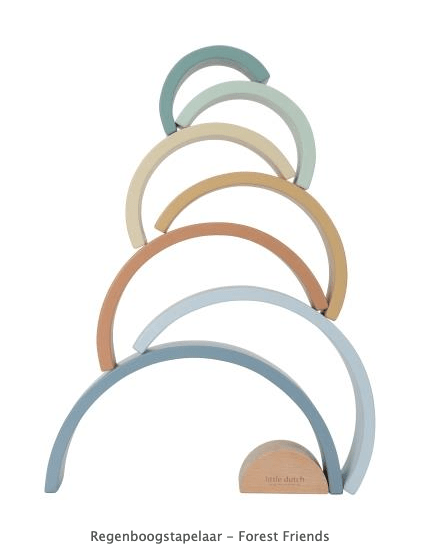 Little Dutch | Houten Regenboog | 5 x 23,5 x 11,5 cm | 8 delig | Forest Friends | +18 mnd - Kleine Eland