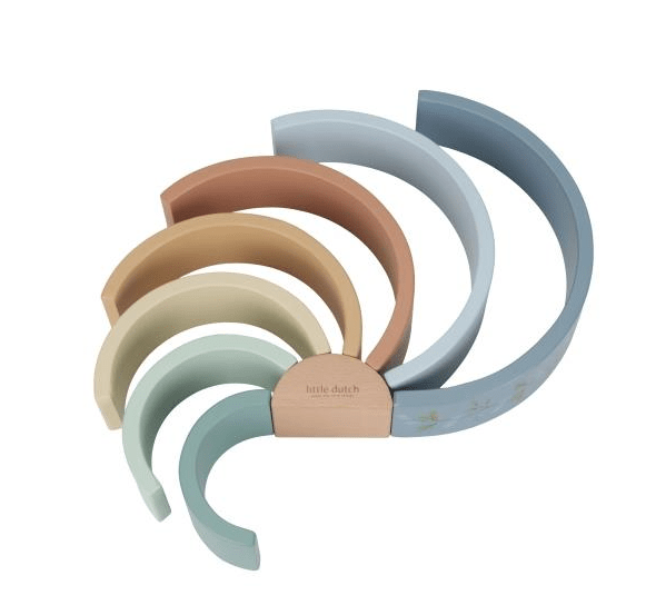 Little Dutch | Houten Regenboog | 5 x 23,5 x 11,5 cm | 8 delig | Forest Friends | +18 mnd - Kleine Eland