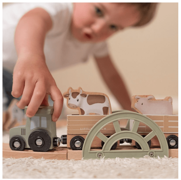 Little Dutch | Houten Treinbaan | Treinset Little Farm | +18 maanden - Kleine Eland