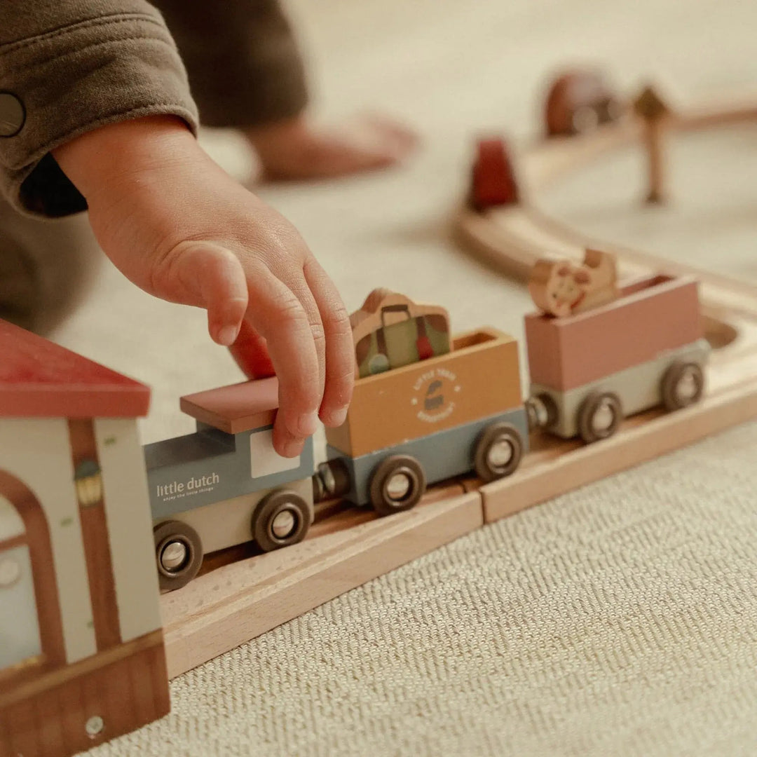 Little Dutch | Houten Treinbaan | XL Essentials | 113 delig | 3+ - Kleine Eland