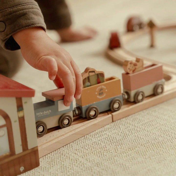 Little Dutch | Houten Treinbaan | XL Essentials | 113 delig | 3+ - Kleine Eland