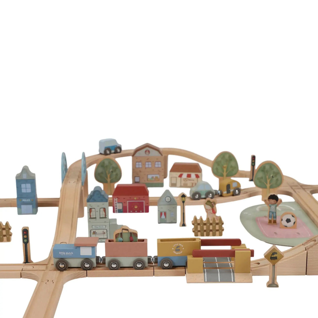Little Dutch | Houten Treinbaan | XL Essentials | 113 delig | 3+ - Kleine Eland