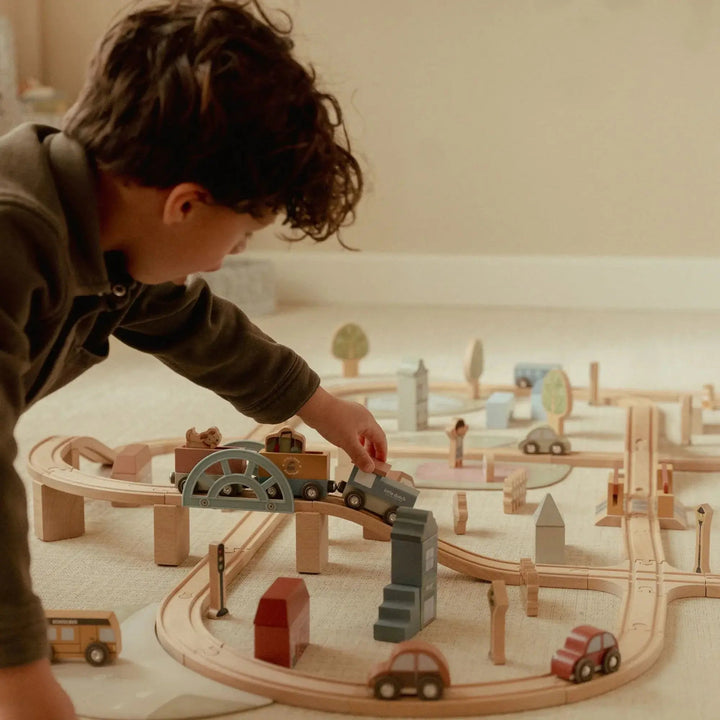 Little Dutch | Houten Treinbaan | XL Essentials | 113 delig | 3+ - Kleine Eland