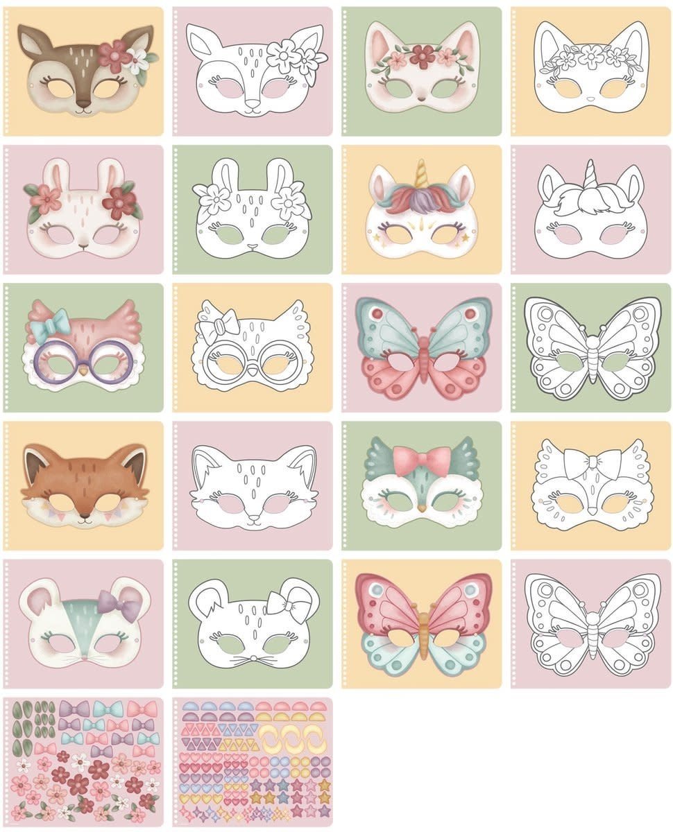 Little Dutch | Knutselboek Rosa &amp; Friends | Maskers Maken | inclusief kindveilige Schaar | 3+ - Kleine Eland