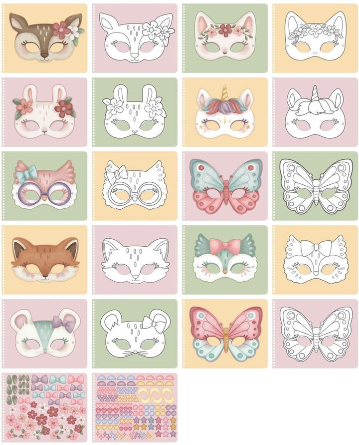 Little Dutch | Knutselboek Rosa &amp; Friends | Maskers Maken | inclusief kindveilige Schaar | 3+ - Kleine Eland