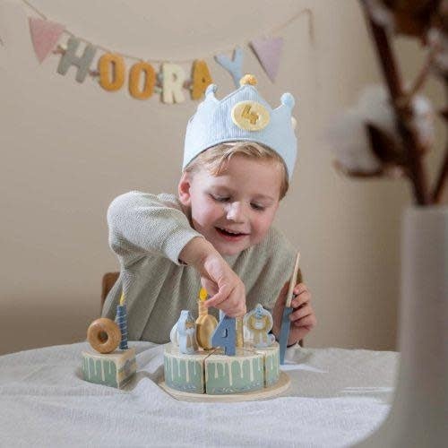 Little Dutch | Kroontje | Verjaardagskroon | Cijfers 1 - 5 jaar | Blauw | 7 delig | 1+ - Kleine Eland