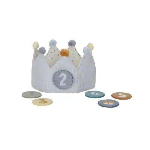 Little Dutch | Kroontje | Verjaardagskroon | Cijfers 1 - 5 jaar | Blauw | 7 delig | 1+ - Kleine Eland