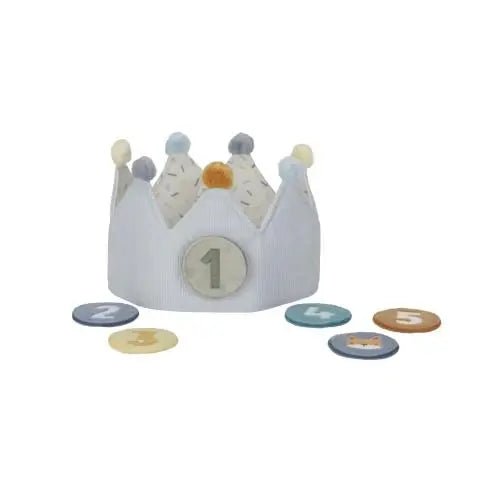 Little Dutch | Kroontje | Verjaardagskroon | Cijfers 1 - 5 jaar | Blauw | 7 delig | 1+ - Kleine Eland