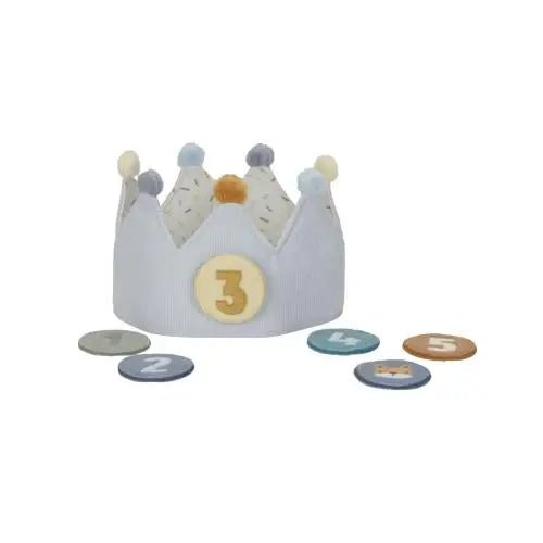 Little Dutch | Kroontje | Verjaardagskroon | Cijfers 1 - 5 jaar | Blauw | 7 delig | 1+ - Kleine Eland