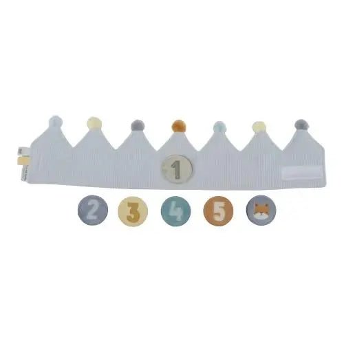 Little Dutch | Kroontje | Verjaardagskroon | Cijfers 1 - 5 jaar | Blauw | 7 delig | 1+ - Kleine Eland