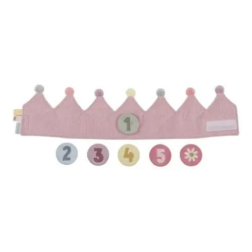 Little Dutch | Kroontje | Verjaardagskroon | Cijfers 1 - 5 jaar | Roze | 7 delig | 1+ - Kleine Eland