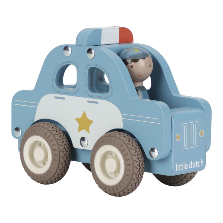 Little Dutch-Polizeiauto schräg von vorn mit Polizeifigur im Auto