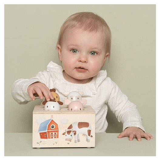 Little Dutch | Little Farm | Pop Up met Dierengeluiden | 14 x 12,5 x 14 cm | 1+ - Kleine Eland