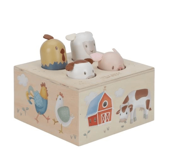 Little Dutch | Little Farm | Pop Up met Dierengeluiden | 14 x 12,5 x 14 cm | 1+ - Kleine Eland