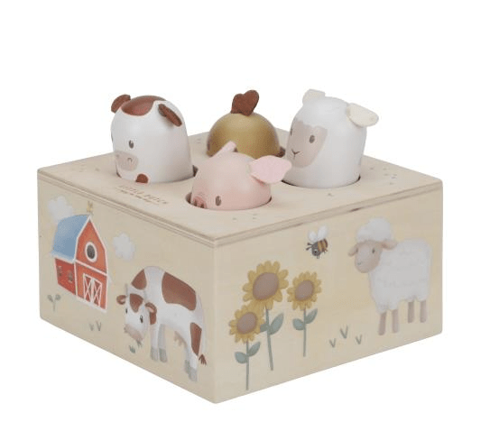 Little Dutch | Little Farm | Pop Up met Dierengeluiden | 14 x 12,5 x 14 cm | 1+ - Kleine Eland