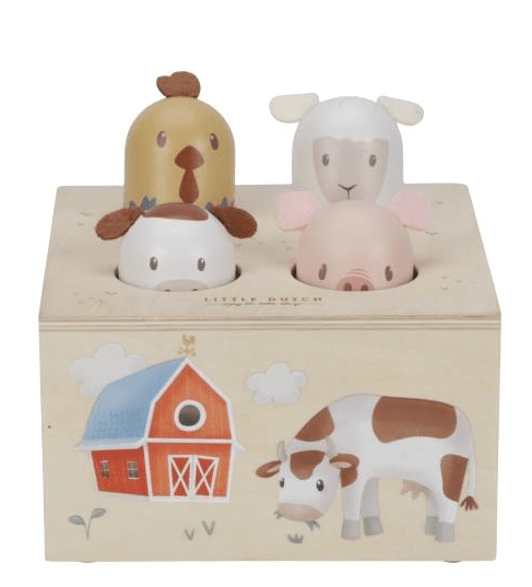 Little Dutch | Little Farm | Pop Up met Dierengeluiden | 14 x 12,5 x 14 cm | 1+ - Kleine Eland