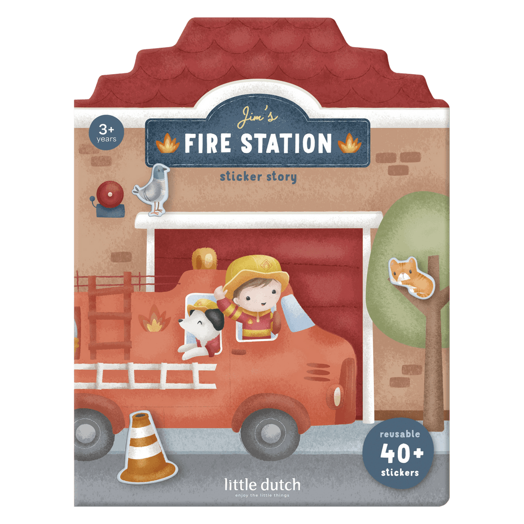 Little Dutch | Stickerboek | Jim & Friends | Fire Station | 3+ - Kleine Eland