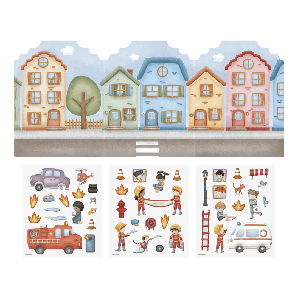 Little Dutch | Stickerboek | Jim & Friends | Fire Station | 3+ - Kleine Eland