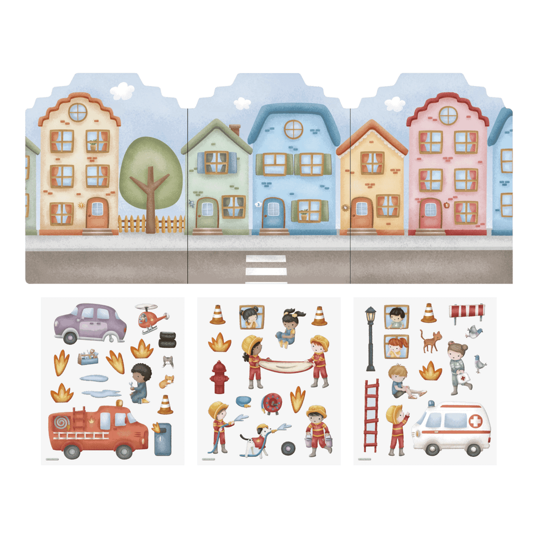 Little Dutch | Stickerboek | Jim &amp; Friends | Fire Station | 3+ - Kleine Eland