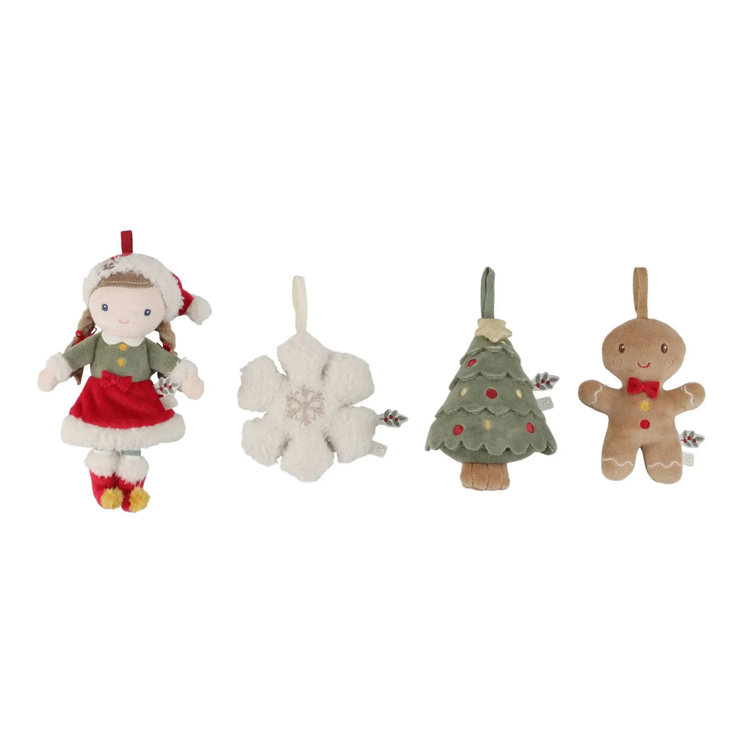 Little Dutch | Stoffen Kersthangers | Rosa (20 cm) | 4 delig | 1+ - Kleine Eland