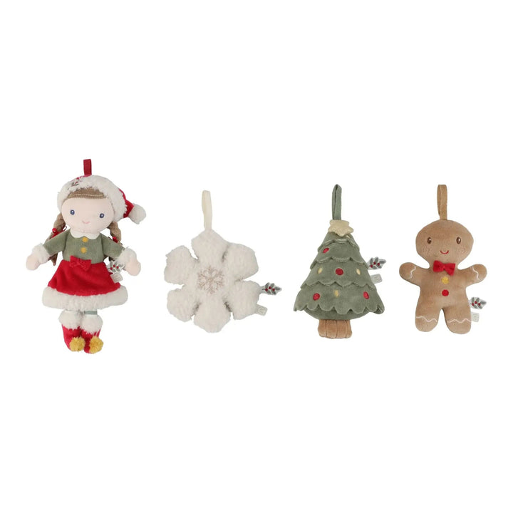Little Dutch | Stoffen Kersthangers | Rosa (20 cm) | 4 delig | 1+ - Kleine Eland