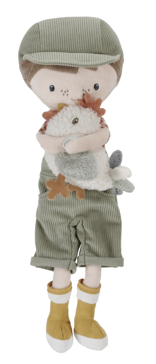 Little Dutch | Stoffen Knuffelpop | Boer Jim met Kip | 35 cm | 1+ - Kleine Eland