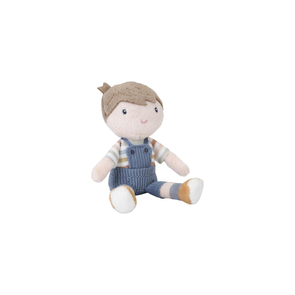 Little Dutch | Stoffen Knuffelpop Jim | Tuinbroek Lichtblauw | 10 cm | 1+ - Kleine Eland