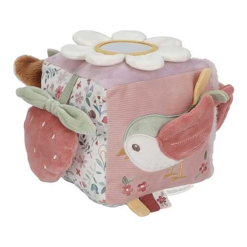Little Dutch | Stoffen Kubus | Activiteitenkubus met rammelaar | Fairy Garden | 14 cm | 0+ - Kleine Eland