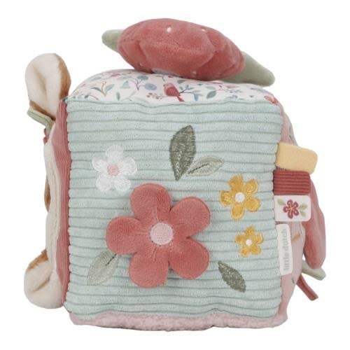 Little Dutch | Stoffen Kubus | Activiteitenkubus met rammelaar | Fairy Garden | 14 cm | 0+ - Kleine Eland