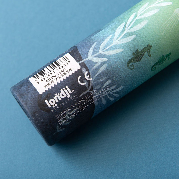 Back of the Londji Whales kaleidoscope with brand label