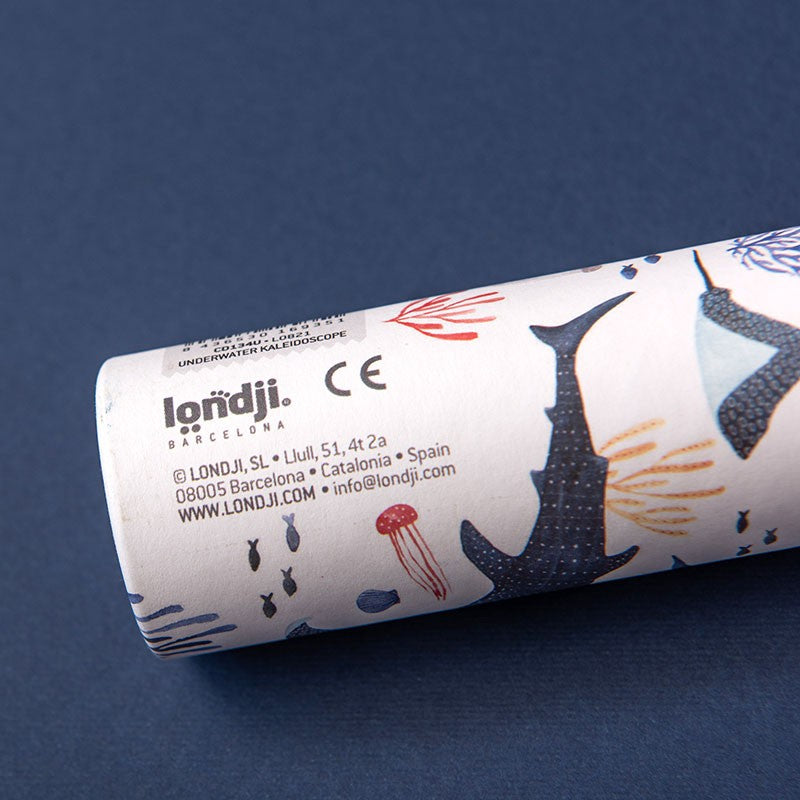 Back of the Londji Underwater kaleidoscope with Londji logo